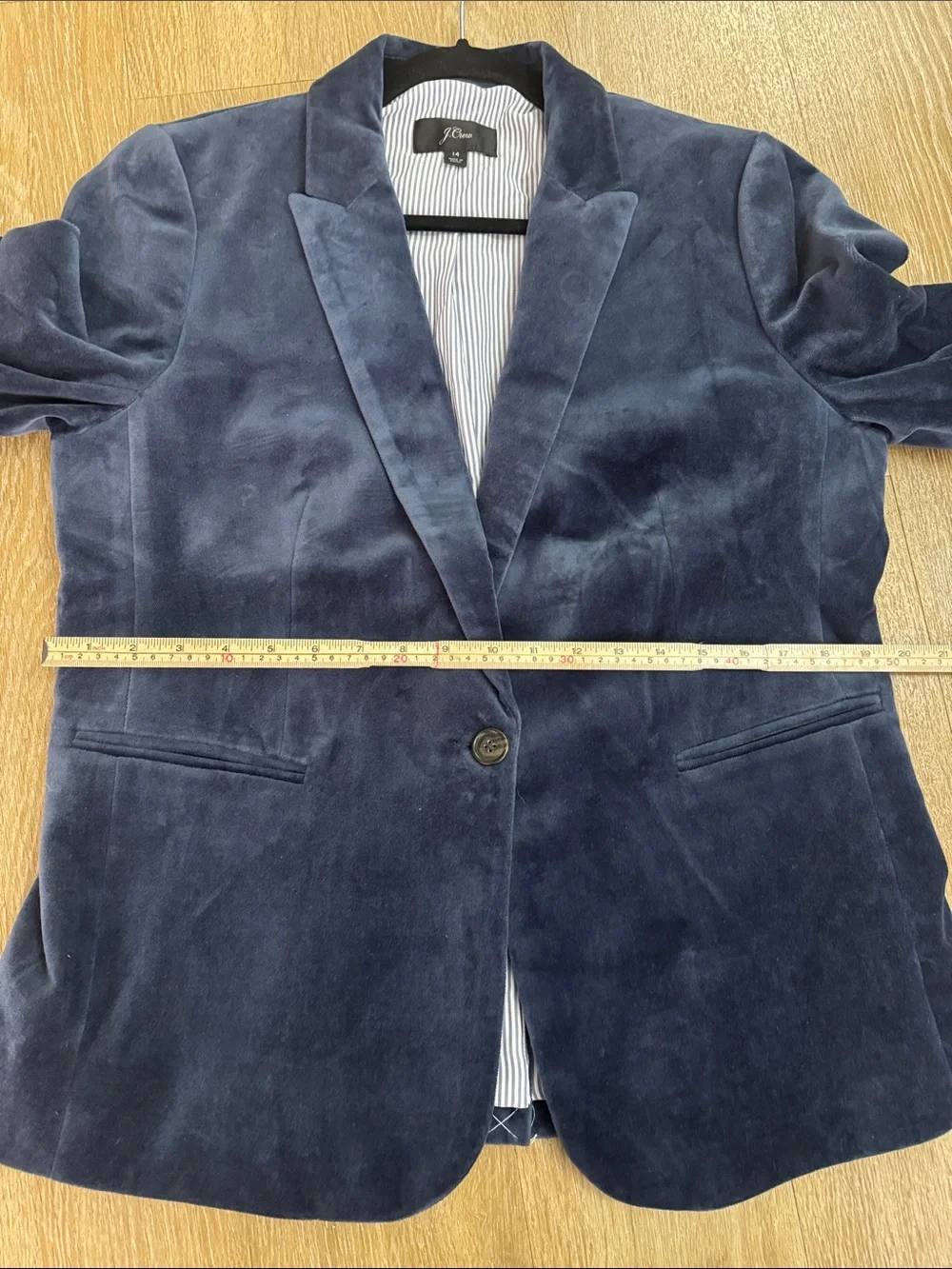J. Crew Parke Velvet Midnight Blue Blazer Suit Jacket size 14